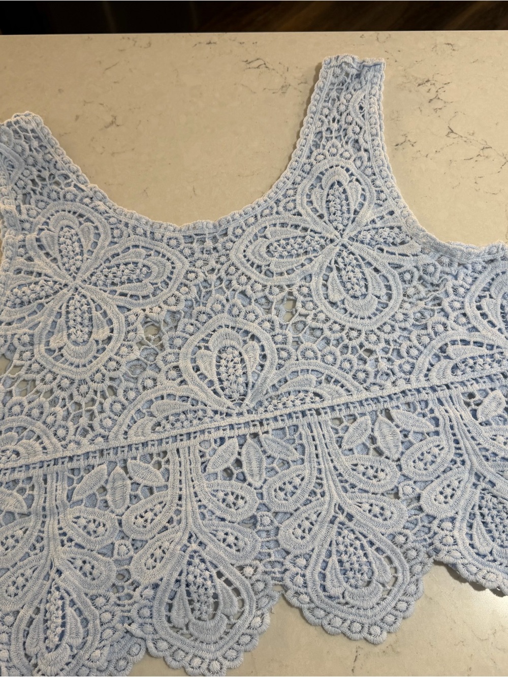 Light Blue Crochet Lace Scoop Neck Camisole tank